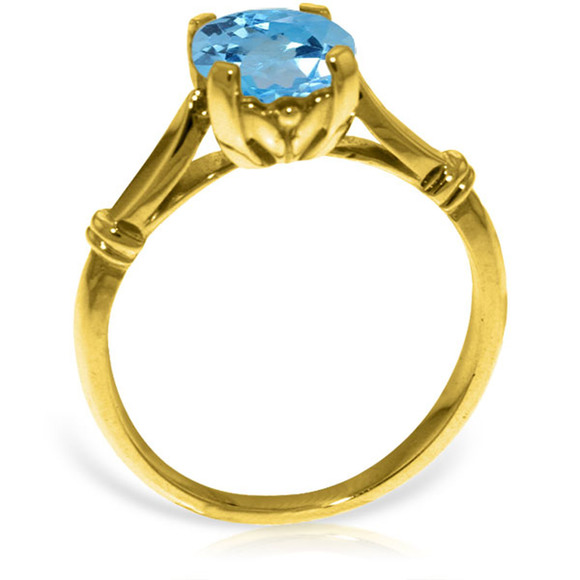 14K. SOLID GOLD SOLITAIRE RING WITH BLUE TOPAZ (Yellow Gold)
